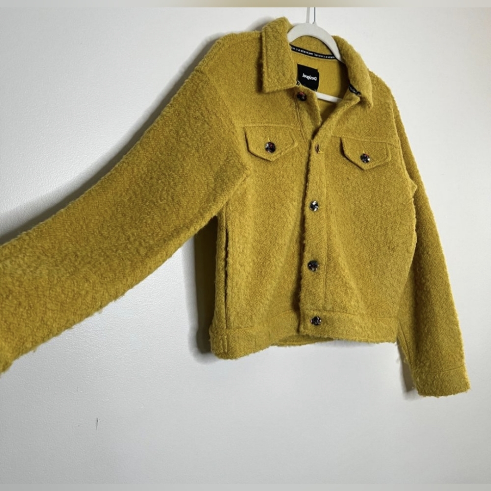 Desigual Mustard Yellow Wool Blend Trucker Style Jack… Gem